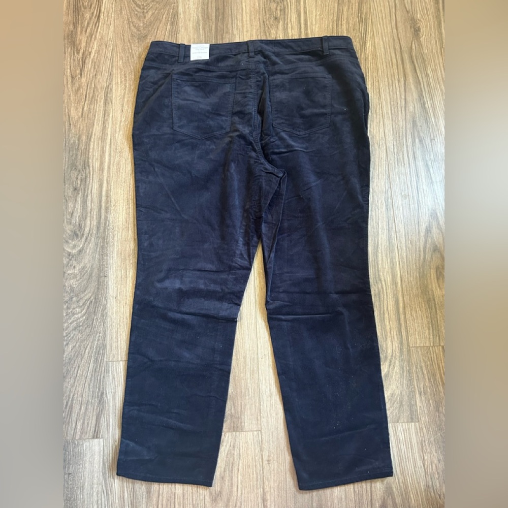 Talbots 22W Navy  Corduroy straight leg high waist straight leg Pants NWT